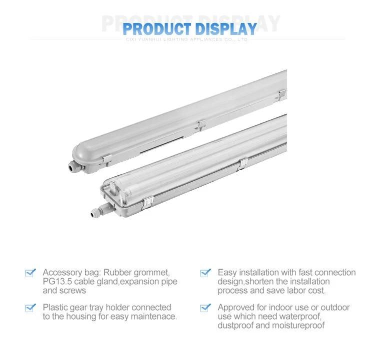 Model Yh2, Single/Double Tube 18W 36W 58W Fluorescent Tri-Proof Light