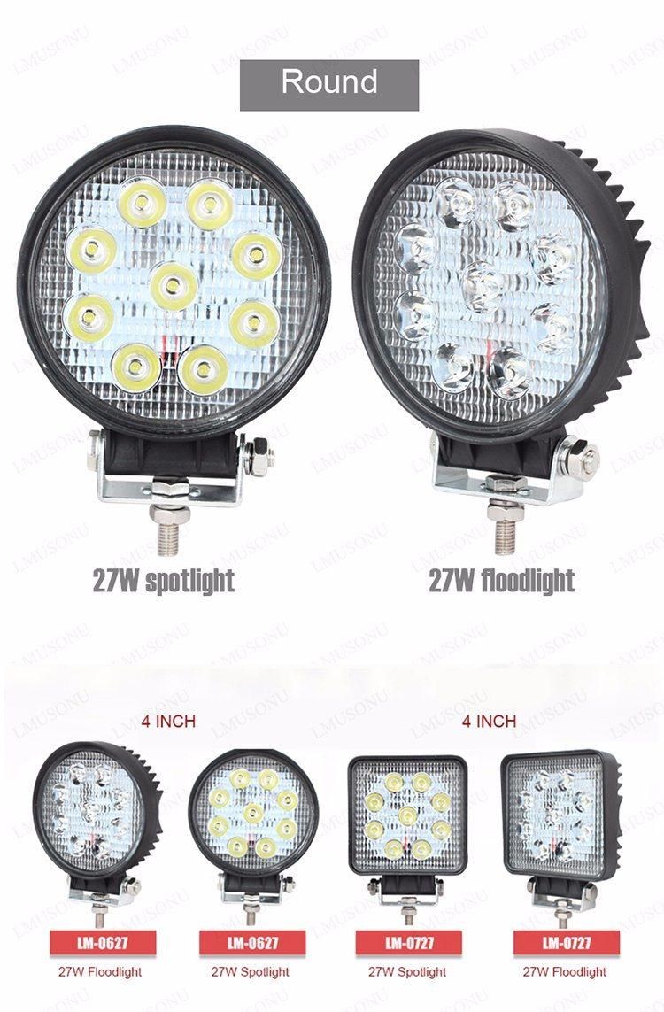 Offroad IP67 Bridgelux 4.3 Inch Round 27W LED Work Lights