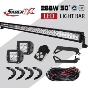 50 Inch 288W LED Light Bar with Windshield Mounting Brackets for 1999-2006 Jeep Wrangler Tj Sport X
