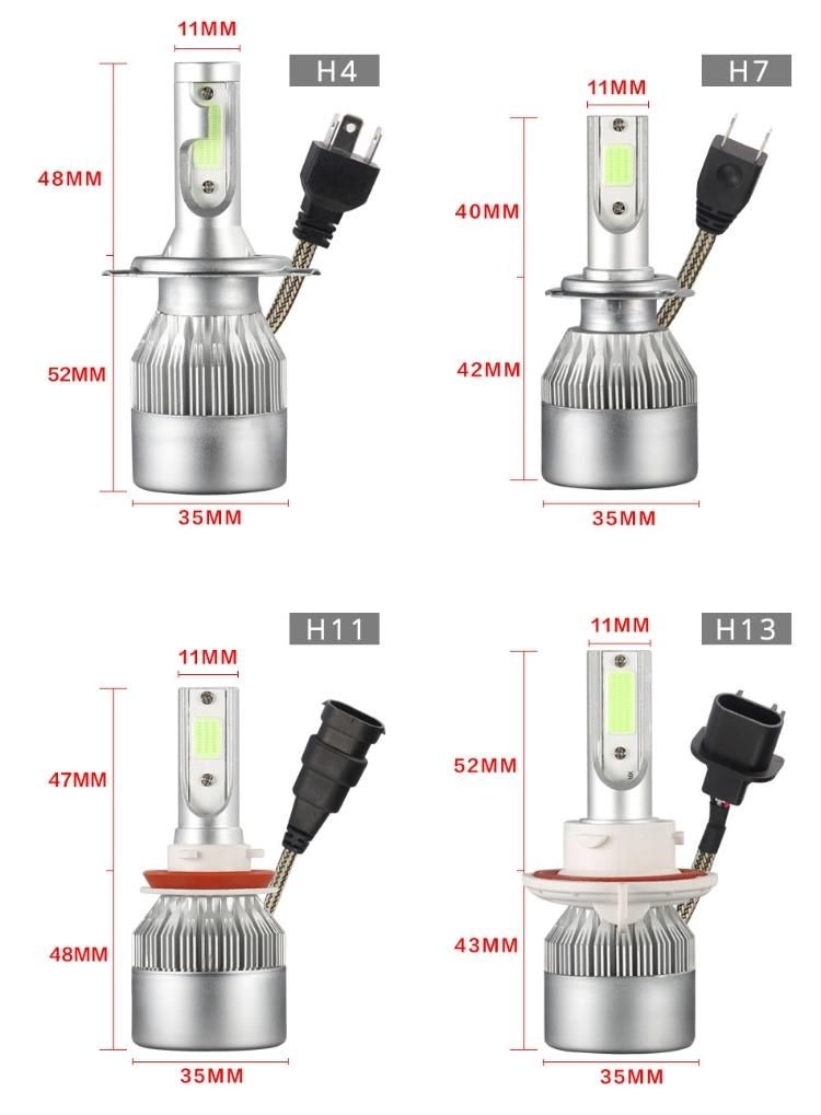 Focos LED C6 H1 H3 LED Headlight Bulbs H7 LED H4 880 H11 Hb3 9005 Hb4 9006 H13 Kit Luz LED 12V Auto LED Headlight C6