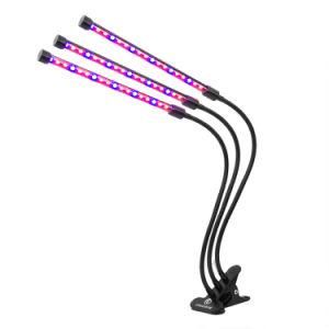 USB Plant Grow Light, Desk Clamp Grow Lamp for Indoor Plants with Auto on/off Function, Red &amp; Blue Spectrum, 3 Tube Head Divide