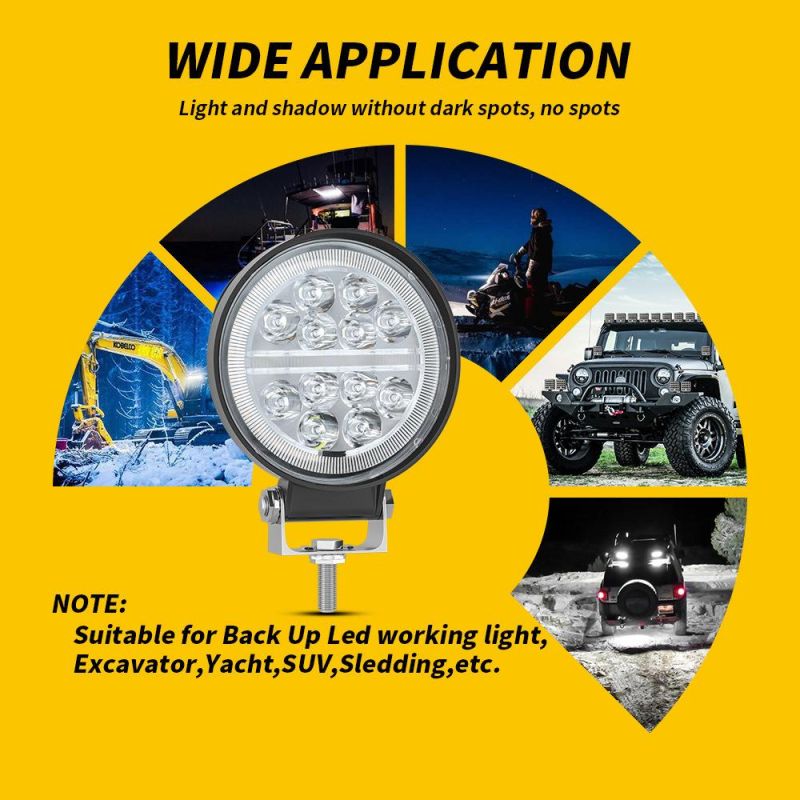 Dxz Flash 4 Inch DRL 16LED Daytime Running Light Spotlight 48W 12V 24V LED Work Light Round for Motorcycle Offroad SUV