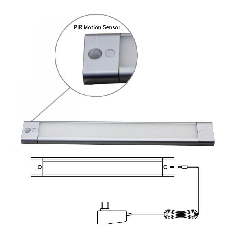 USB Rechargeable Movement Sensor Switched Under Bed Lamp with Magnet Installation