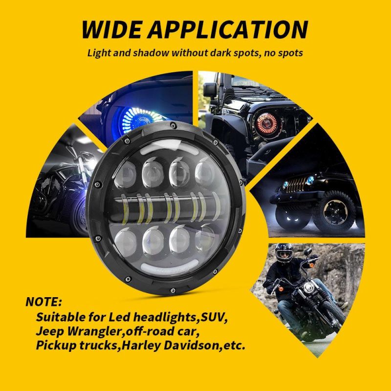 Dxz 7 Inch 16LED Headlights High Low Beam Offroad Auto Half Round Thin Type LED Headlight for Jeep Wranlger