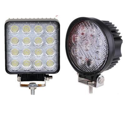 Good Quality Powerful Round or Square Headlights with Base for Excavator Lights, Forklifts, Auxiliary Lights 27W 4 Inch 9 LED Flood Light