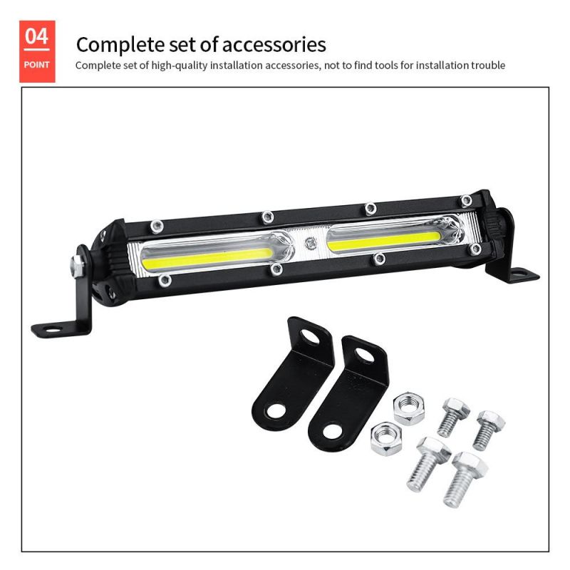 Dxz Car Work Light Bar COB 6 Inch 18W Ultra-Thin Single Row LED Strip Light for off Road Car SUV ATV Truck