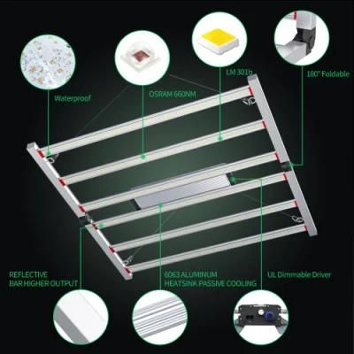 Full Spectrum LED Plant Grow Light Hydroponic Waterproof Lm301b 680W Dimmable Foldable Bar LED Grow Light for Indoor Plants