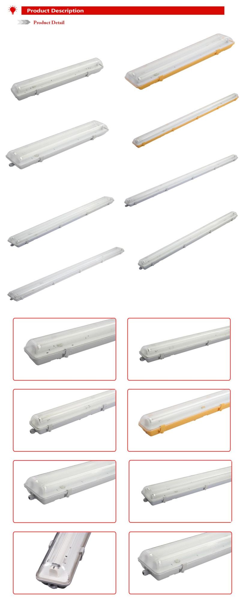 2X36W T8 1200mm Waterproof Fluorescent Light Fixtures IP65