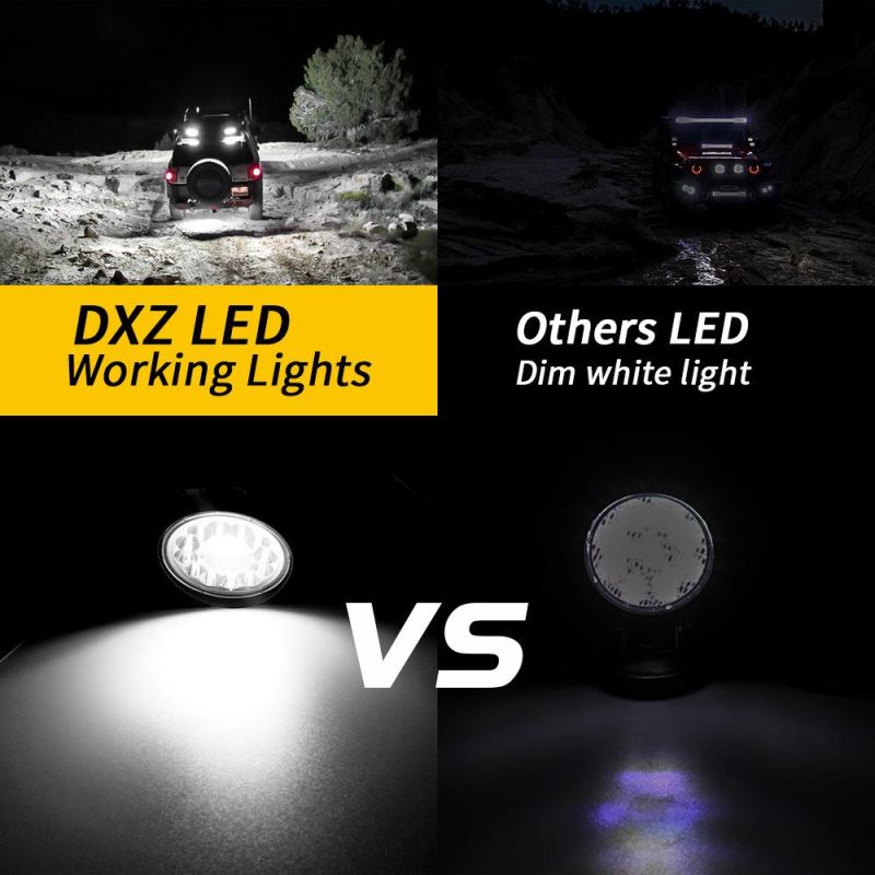 Dxz Round 4inch 33LED 25mm 3030 Chips Spot Lighting Offroad Tractor Rechargeable LED Work Light with DRL for Car /Offroad/Truck