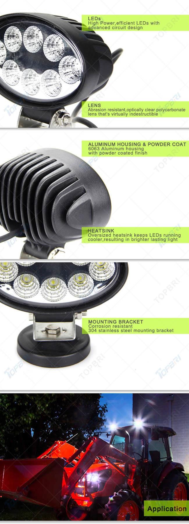Wholesale Oval CREE LED Auto Lamp Work Light for Forklift