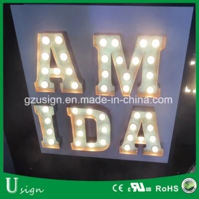 Custom Outdoor Decorative LED Marquee Love Bulb Letters Signs Large Lighted up Letter