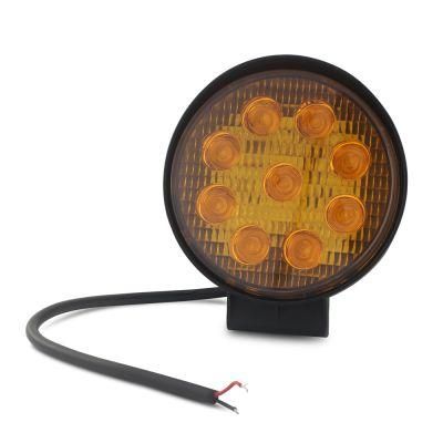 3inch Round Amber Car Truck Trailer Motorcycle Tractor Forklift Boat Lamp 9LED Flash Strobe Mini 27W LED Work Light