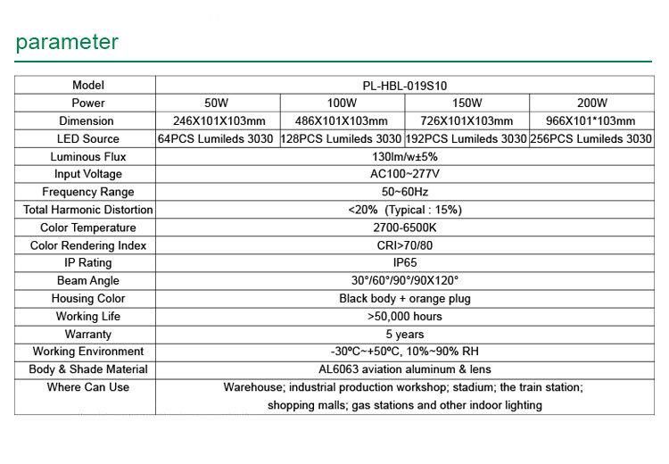 Industrial LED Linear Highbay Lamp LED High Bay Light 2700K 200W