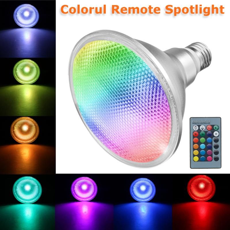 Waterproof RGB Alu+Glass LED Garden Light Lamp PAR38 18W E26/E27