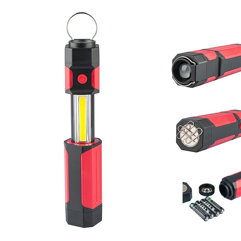 Wholesale Camping Car Inspection Spotlight Portable Emergency COB Foldable Flashlight Work Lamp with Hook Battery Powered LED Work Light