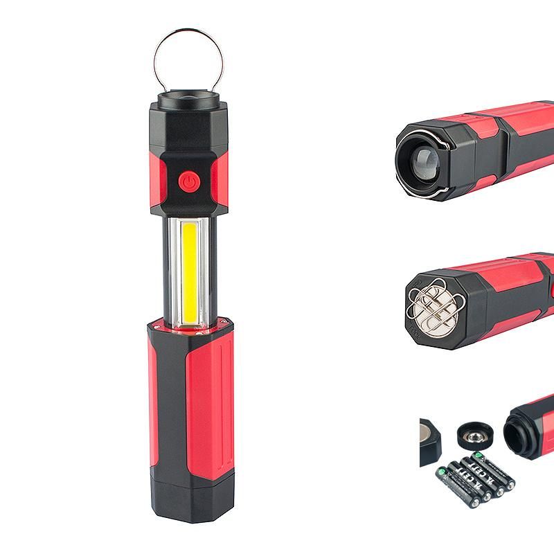 Wholesale Camping Car Inspection Spotlight Portable Emergency COB Foldable Flashlight Work Lamp with Hook Battery Powered LED Work Light