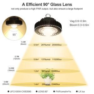 2020 Wholesale Bloom&Veg Greenhouse Full Spectrum IP65 Plant Light UFO 100W COB LED Grow Lighting