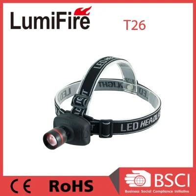 T26 Aluminum Xre Q5 LED High Power Zoom Headlamp