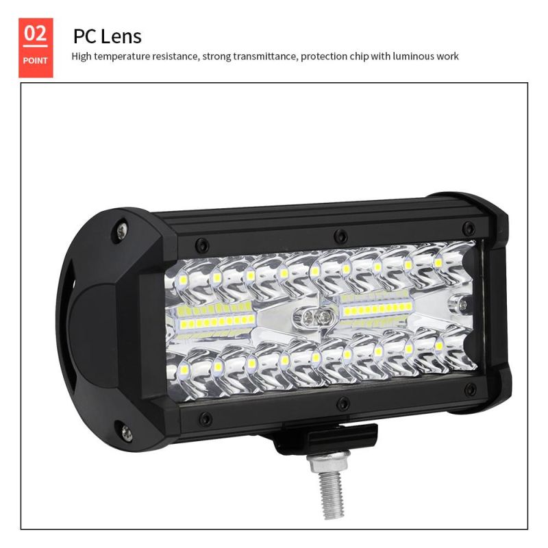 Dxz 7inch 120W 40LED DC 12V-24V Car LED Work Light 6000K LED Light Bar for Truck Motorcycle SUV ATV Car Boat