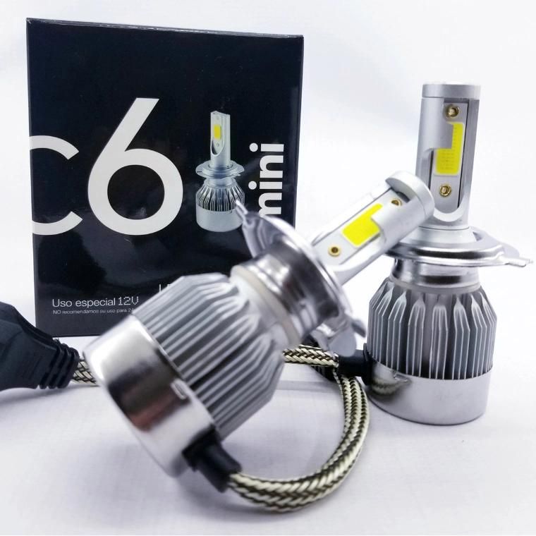 M1 Mini Plus H1 H3 H4 H7 H11 9005 880 Luz Alta Y Baja Sin Coolers Disipador Macizo Refrigeracion Ceramica 6000-6500K Blanco 30W 20000lm Kit CREE LED C6 Mini