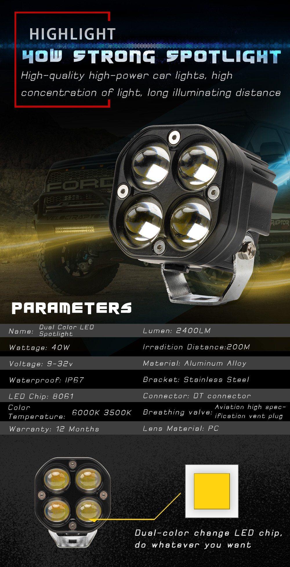 4X4 Car Accessories LED Offroad Light 3inch Square LED Work Light for Jeep SUV ATV Truck