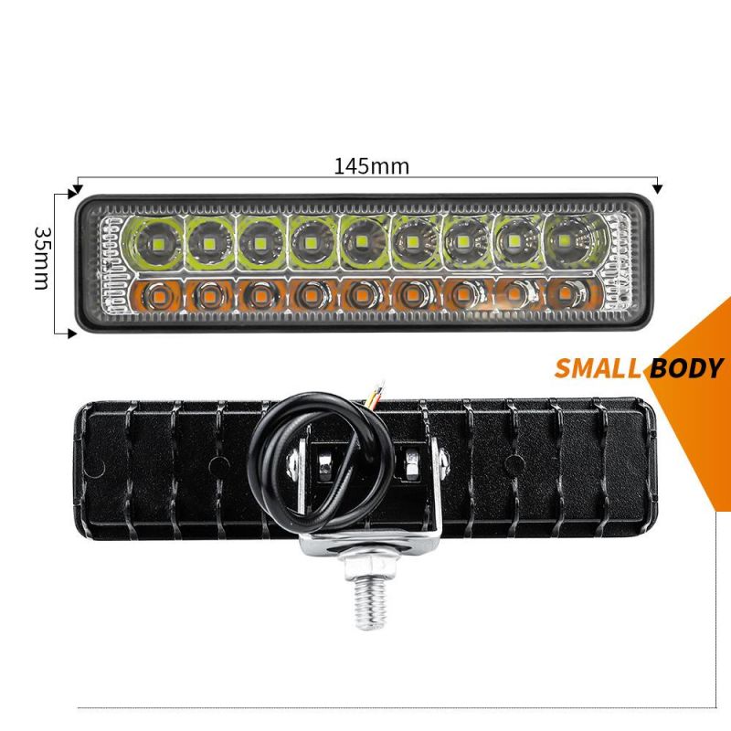 Dxz 18SMD 6inch Waterproof High Power Double LED Driving White and Yellow Warning Daytime Running Light Lamp