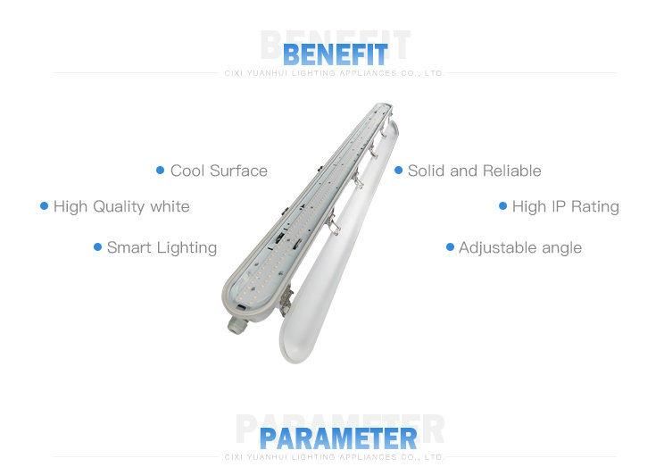 Tri-Proof Linear IP66 Ceiling with Sensor 20W 30W LED White Light Strip Brackets Install for Residential