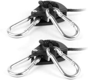 Heavy-Duty Adjustable Rope Ratchet Grow Light Fixture Hangers Pair