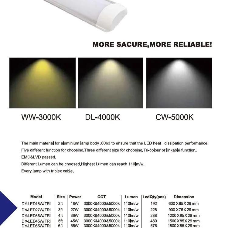 LED Batten Tube Light LED Batten Liner Light 18W 0.6m Underground Parking Warehouse Supermarket