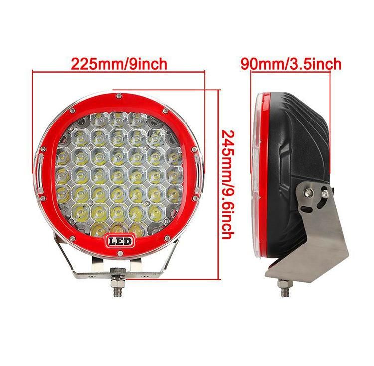 Black/Red Offroad 185W LED Work Light for Jeep ATV SUV 4X4 Truck Vehicle 185W 9 Inch LED Driving Light