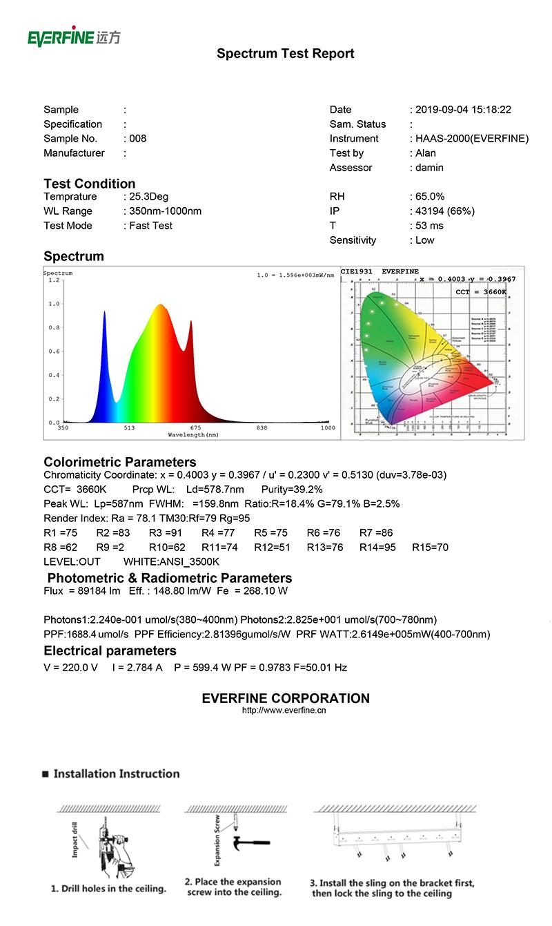 Greenhouse Indoor Planting Vogetable Full Spectrum 4FT 600W LED Grow Lights