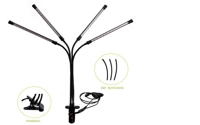 Indoor Garden Hydroponic Plant LED Grow Light, Horticulture Light with 4 Strip Heads, PSE
