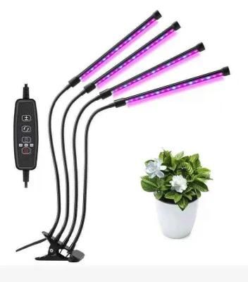 Wholesale Plant Grow Lights Full Spectrum Timer Dimmable 4 Head Flexible Clip Indoor Greenhouse LED Plant Growth Lights