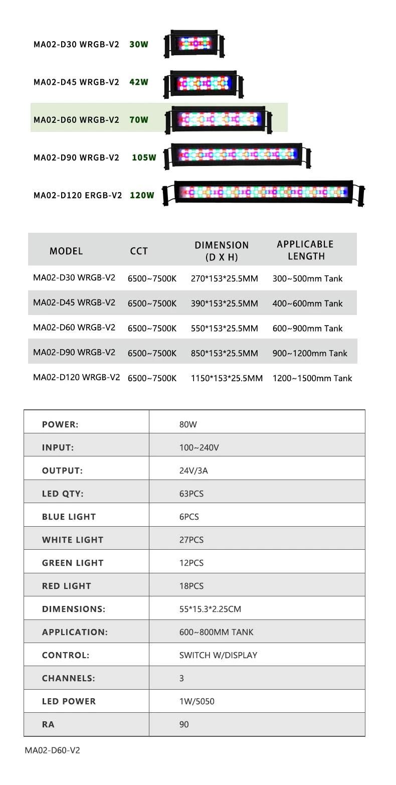 APP Control LED Aquarium Light 80W for Freshwater Organisms (MA02-D60-V2)