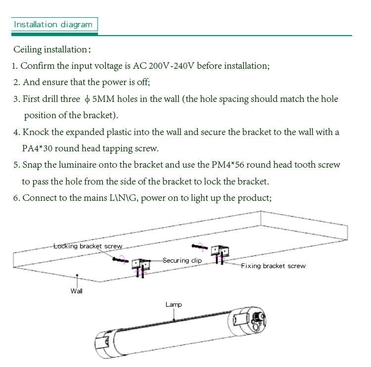 IP65 LED Tri-Proof Light 20W High Power Waterproof LED Tube Triproof Light