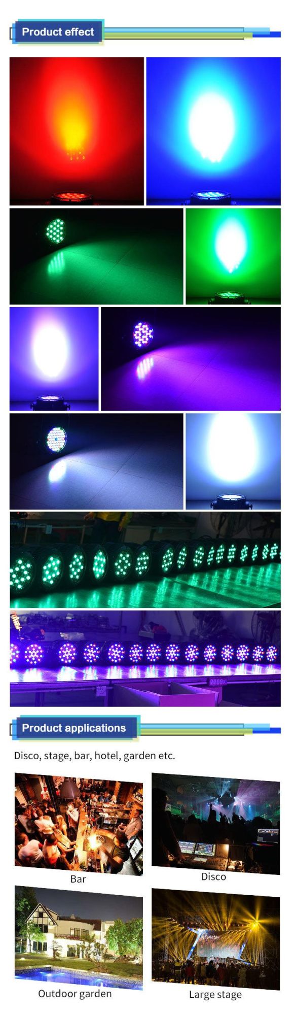 LED PAR Light 54PCS*3W 3in1 Full Color DMX Light