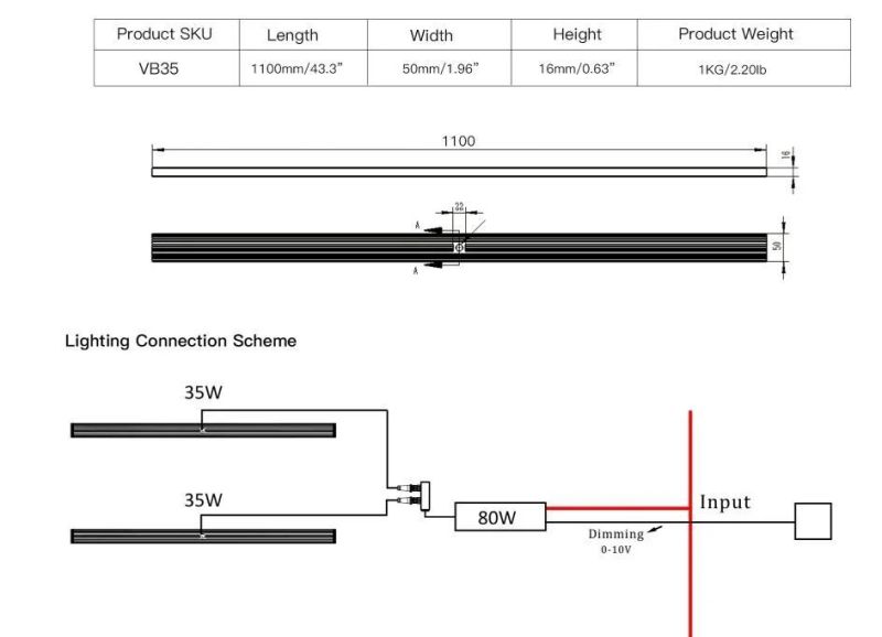 Factory Price 35W Lm301h Vertical Bar LED Grow Light Bar for Indoor Plants