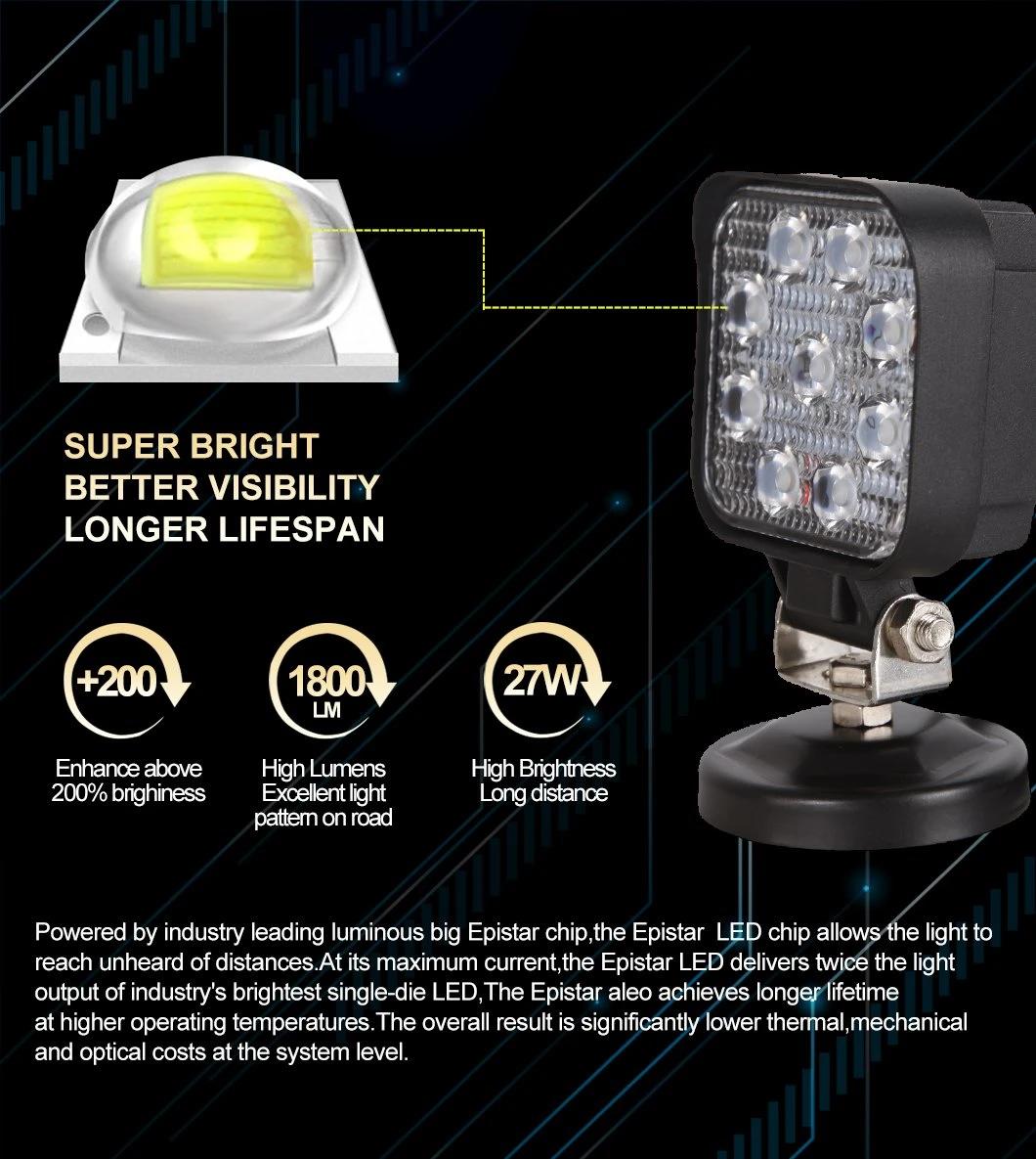 Energy Saving High Low Flashing Truck Offroad Automotive Spotlight Headlight 27W LED Work Light