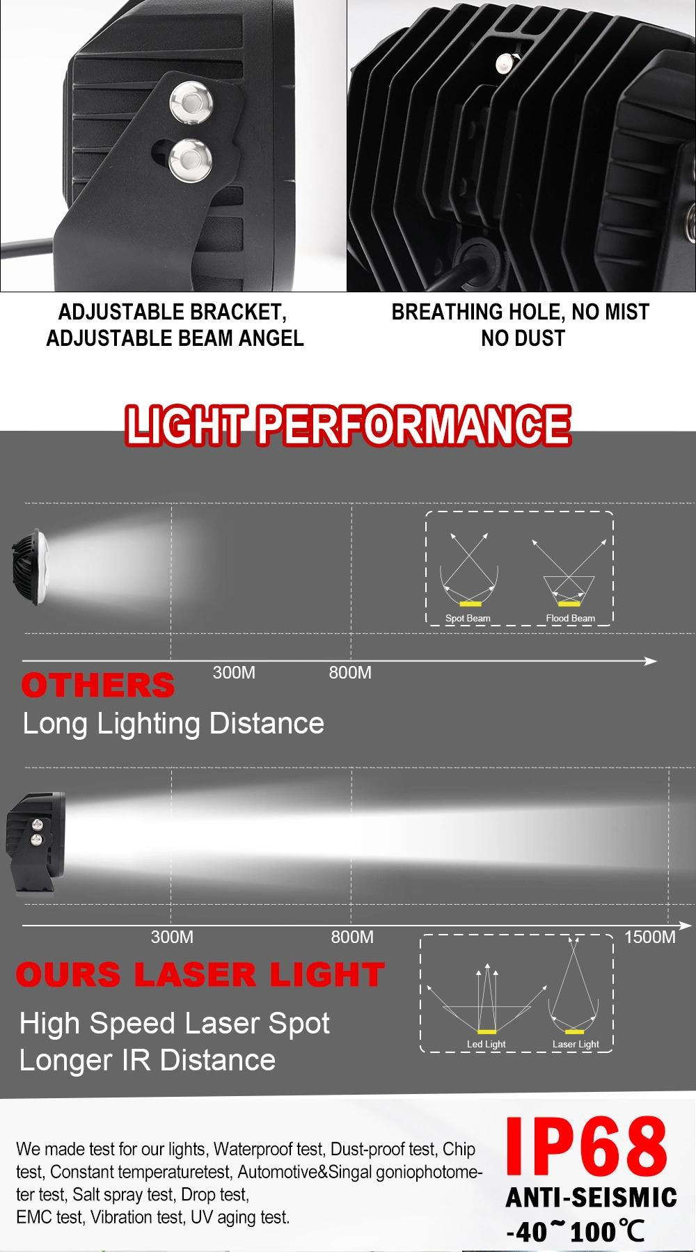 High Power 1400m CREE Super Bright Round 4X4 Truck Offroad Laser LED Driving Light, Motorcycle 5 Inch 50W Laser LED Work Light for off Road Jeep UTV ATV