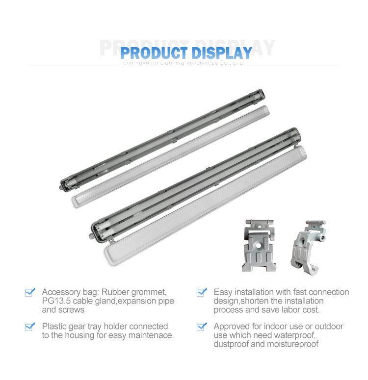 with Ce Certification Integrated Wide Lamp Tube 5 Foot LED Tri-Proof Linear Flat Tube Light