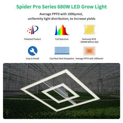 Square Shape 680W Full Spectrum Dimmable LED Grow Light Bar