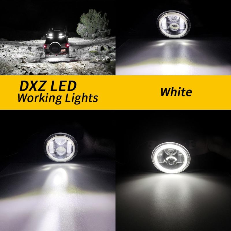 Dxz Car Lighting System H8 40W Fog Lamp Assembly LED Driving Work Lights for 4X4 Offroad Jeep Wrangler Motorcycle Bicycle