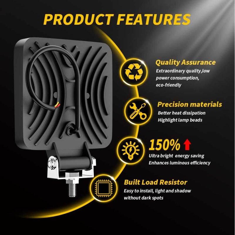 Dxz LED Work Light 4inch 16LED White Yellow Angel Eyes Flash Function for Truck 4X4 Tractor Headlight Spotlight