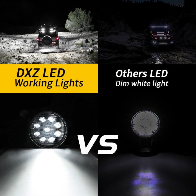 Dxz Round LED Pods 4inch 27W 32mm LED Work Light Spot Combo Beam LED off Road Driving Fog Light for Pickup UTV Truck Car SUV 4WD Motorcycle
