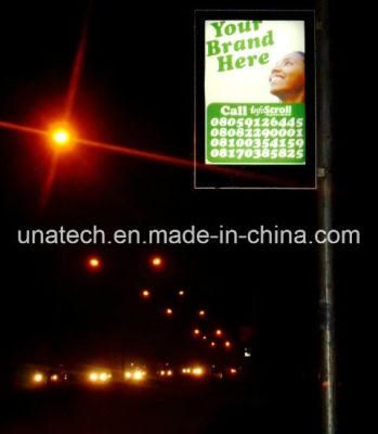 Outdoor Street Lamp Post Banner PVC Fabric Flex Media LED Solar Light Box with Battery