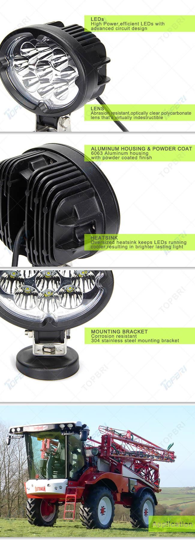 Shockproof 5.5inch 27W Farm Vehicle Light LED Work Lamp