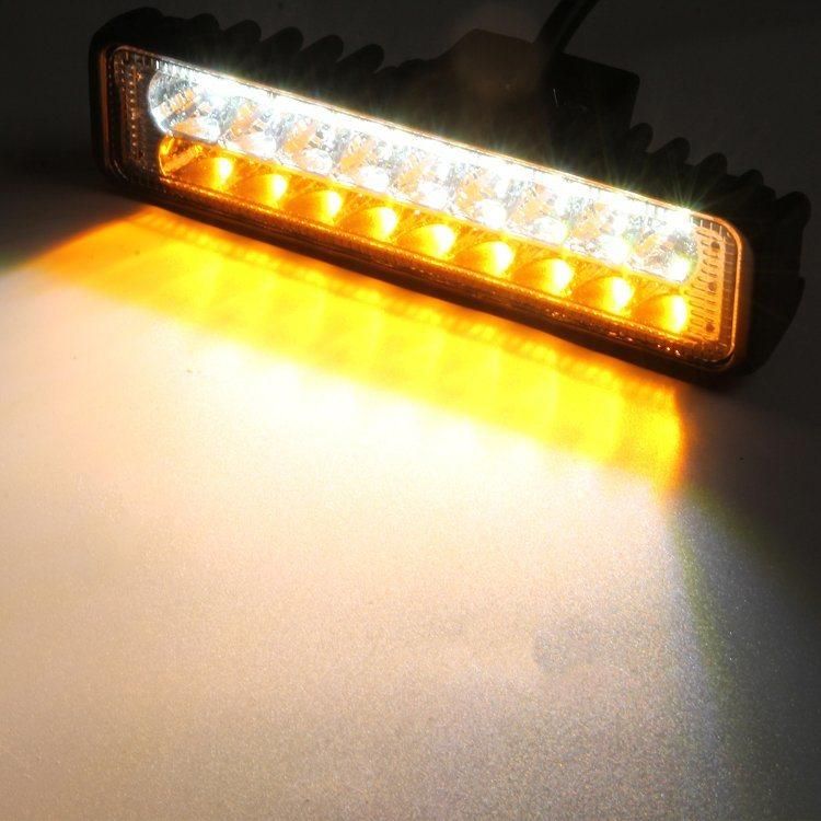 12-24V 6 Inch LED Light Bar for Auto Motorcycle Truck Boat Offroad Working Light 54W White Amber LED Work Light Bar