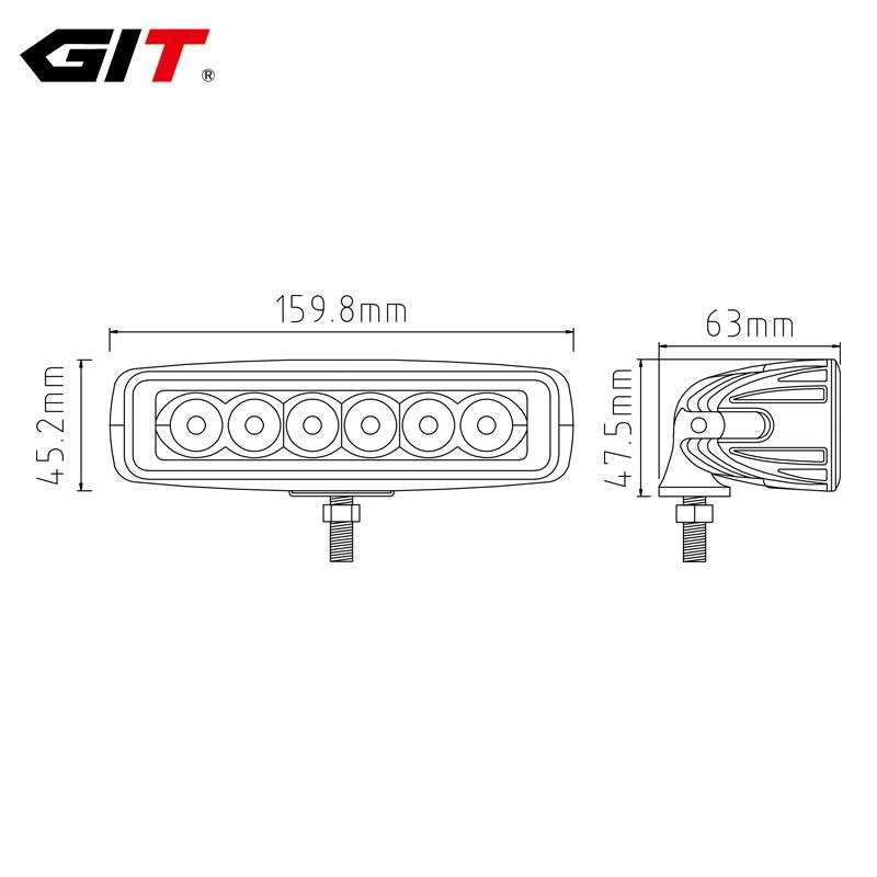 Low Cost Black 18W 6 Inch Slim Emark 12V Epistar LED Work Light for off Road 4X4