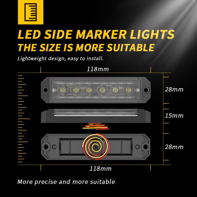 Dxz Car Light Accessories 12-24V Super Bright Flash 24LED Warning Strobe Lights Truck Vehicle Strobe Side LED Marker Light