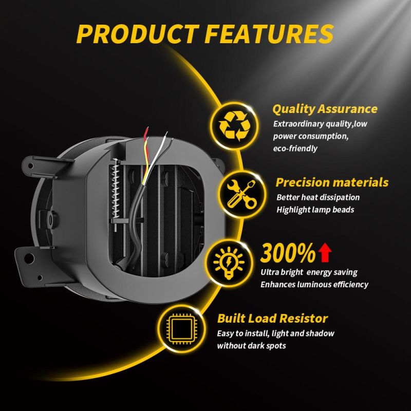 Dxz Car Lighting System H8 40W Fog Lamp Assembly LED Driving Work Lights for 4X4 Offroad Jeep Wrangler Motorcycle Bicycle